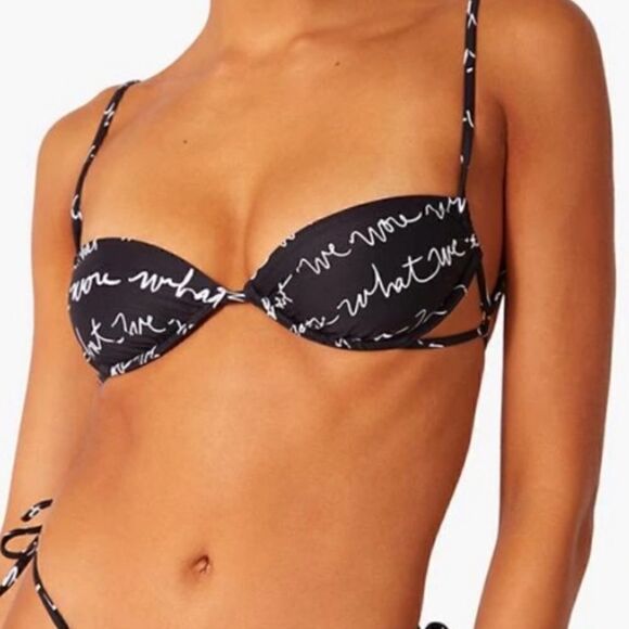 NWT WeWoreWhat Ruched Underwire Top in Logo Scribble Size Small! - Picture 4 of 12